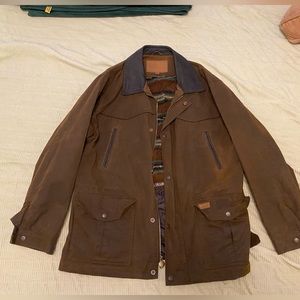 Outback Trading Co. Retro Pattern Western Leather Jacket